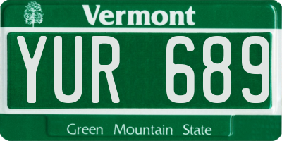 VT license plate YUR689