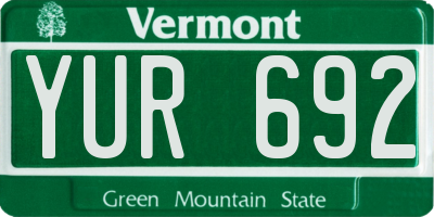 VT license plate YUR692