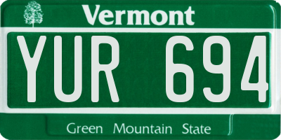 VT license plate YUR694