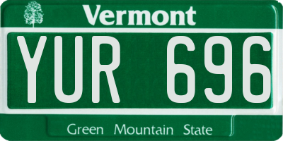 VT license plate YUR696