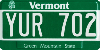 VT license plate YUR702