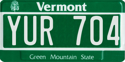 VT license plate YUR704