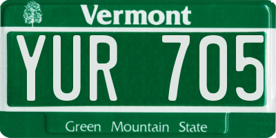 VT license plate YUR705