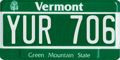 VT license plate YUR706