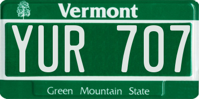 VT license plate YUR707