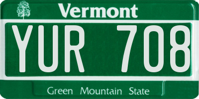 VT license plate YUR708