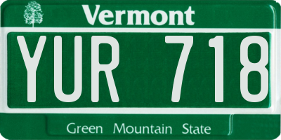 VT license plate YUR718