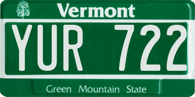VT license plate YUR722