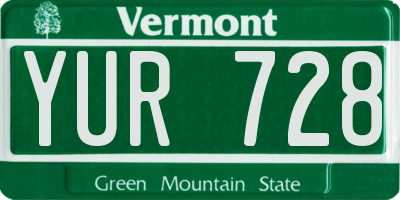 VT license plate YUR728
