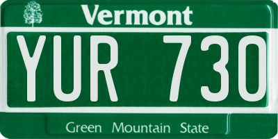 VT license plate YUR730