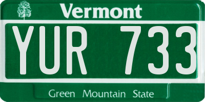 VT license plate YUR733