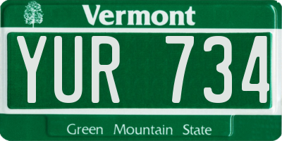 VT license plate YUR734