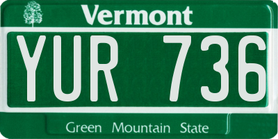 VT license plate YUR736
