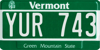 VT license plate YUR743