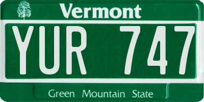 VT license plate YUR747