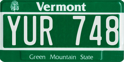 VT license plate YUR748