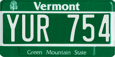 VT license plate YUR754