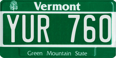 VT license plate YUR760