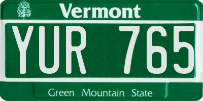 VT license plate YUR765