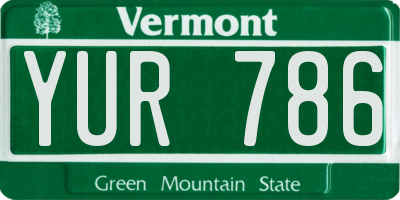 VT license plate YUR786