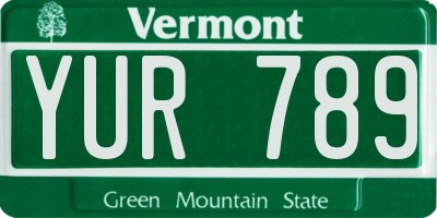 VT license plate YUR789
