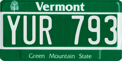 VT license plate YUR793