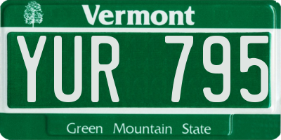 VT license plate YUR795