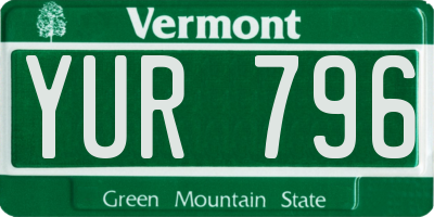 VT license plate YUR796