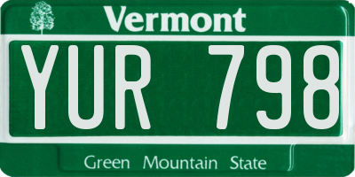 VT license plate YUR798