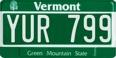 VT license plate YUR799