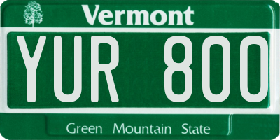 VT license plate YUR800