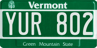 VT license plate YUR802