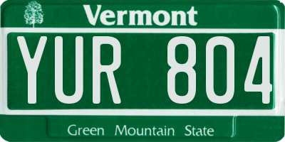 VT license plate YUR804