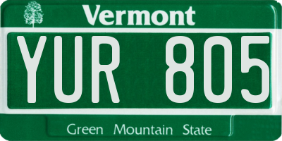 VT license plate YUR805