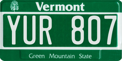 VT license plate YUR807