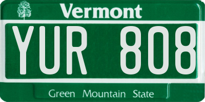VT license plate YUR808