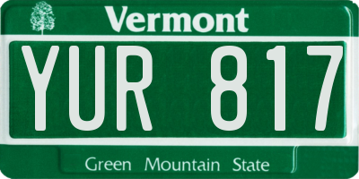 VT license plate YUR817