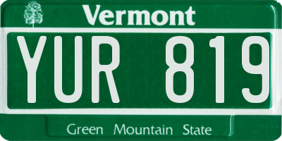 VT license plate YUR819