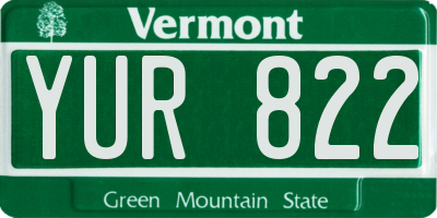 VT license plate YUR822