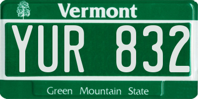 VT license plate YUR832
