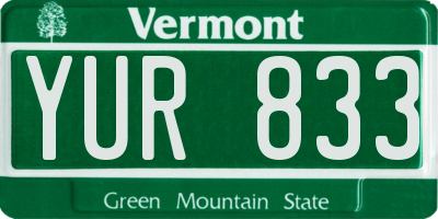 VT license plate YUR833