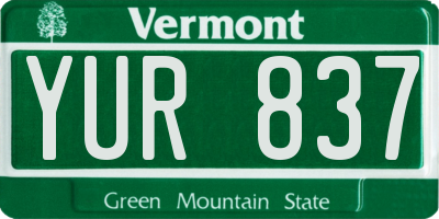 VT license plate YUR837