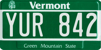VT license plate YUR842
