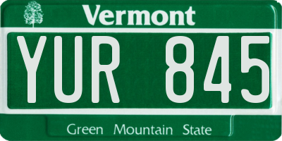 VT license plate YUR845