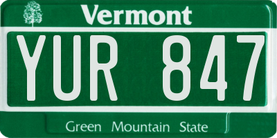 VT license plate YUR847
