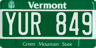 VT license plate YUR849