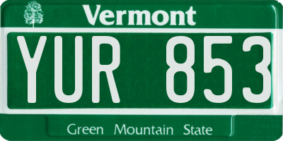 VT license plate YUR853