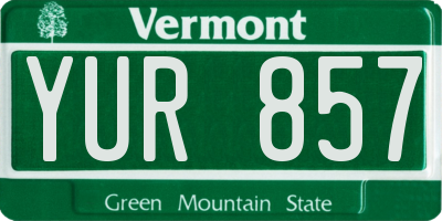 VT license plate YUR857