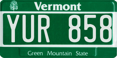 VT license plate YUR858