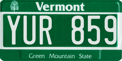 VT license plate YUR859